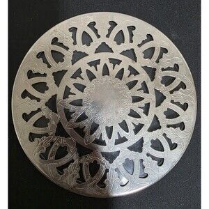 Vintage EALES 1779 Glass w/SILVERPLATE Overlay Made in Italy TRIVET 🇮🇹